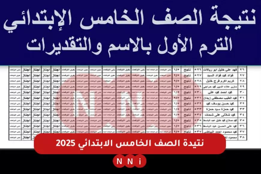 نتيجة الصف الخامس الابتدائي 2025 برقم الجلوس عبر موقع وزارة التربية والتعليم بوابة التعليم الاساسي بالاسم