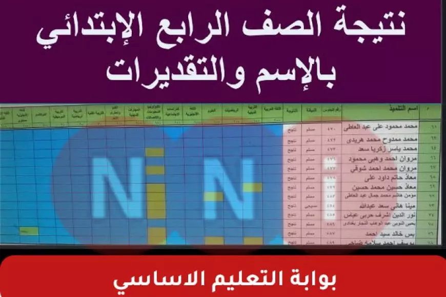 نتيجة الصف الرابع الابتدائي بالاسم فقط عبر بوابة التعليم الأساسي بالرقم الجلوس eduserv.cairo.gov.eg