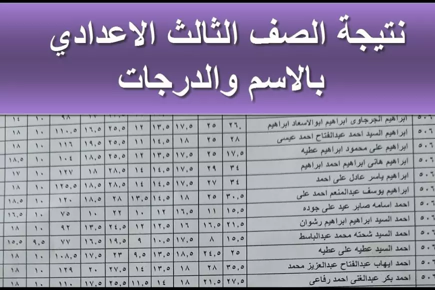 الرابط الرسمي.. نتيجة الصف الثالث الاعدادي برقم الجلوس الترم الأول 2025 لجميع المحافظات عبر بوابة التعليم الاساسي