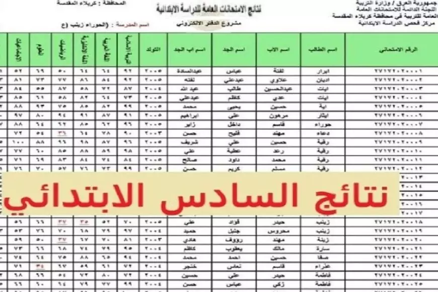 طلاب العراق.. نتائج التمهيدي للصف السادس الدور الأول نتائج التمهيدي للصف السادس الابتدائي الدور الأول عبر موقع نتائجنا