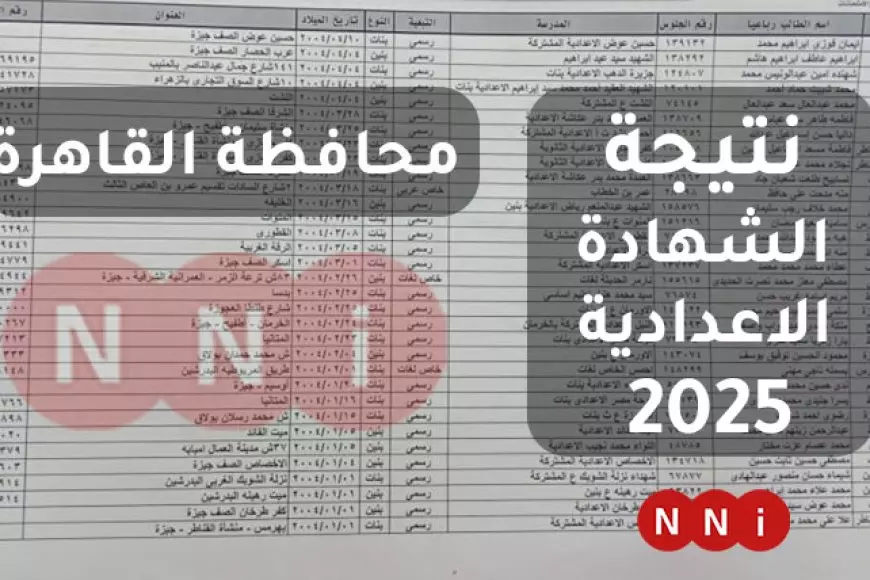 نتيجة الصف الثالث الاعدادي 2025 محافظة القاهرة بالاسم الترم الاول بوابة التعليم الاساسي برقم الجلوس