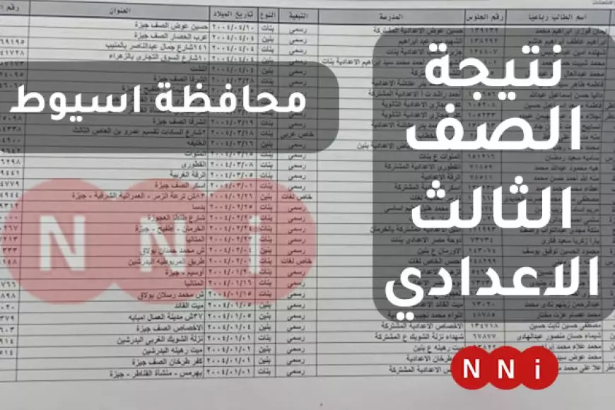 نتيجة الصف الثالث الإعدادي 2025 محافظة اسيوط برقم الجلوس والاسم عبر الرابط الرسمي للمديرية ( فور ظهورها )