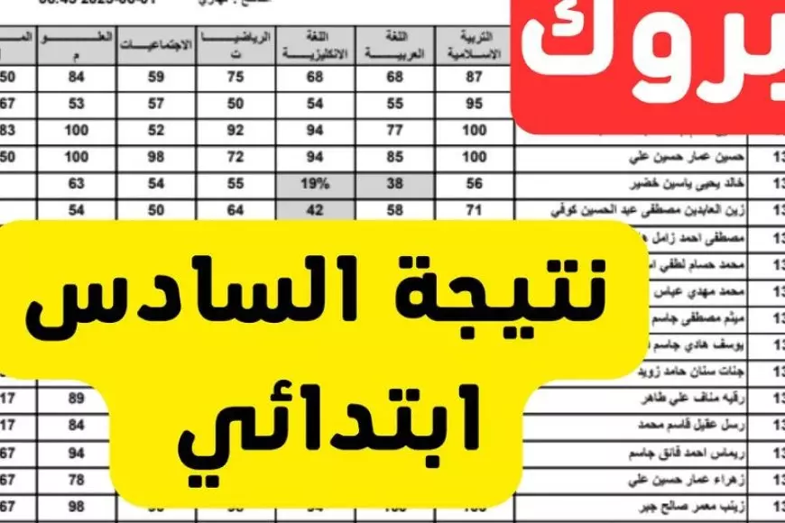 نتائج السادس الابتدائي 2025 بالرقم الامتحاني الدور التمهيدي بجميع محافظات العراق عبر نتائجنا results.mlazemna